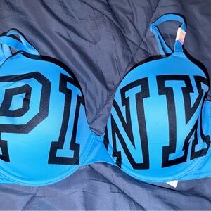 PINK Blue Logo tshirt bra